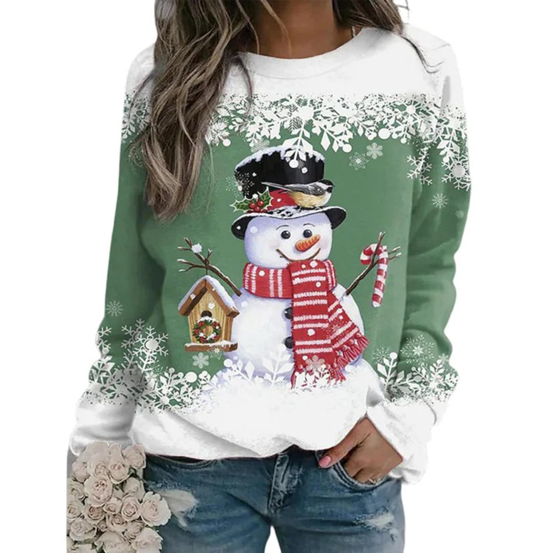 Pull De Noël Femme - Motifs Renne, Bonhomme De Neige, Cloches, Manches Longues, Col Rond, Coton Doux