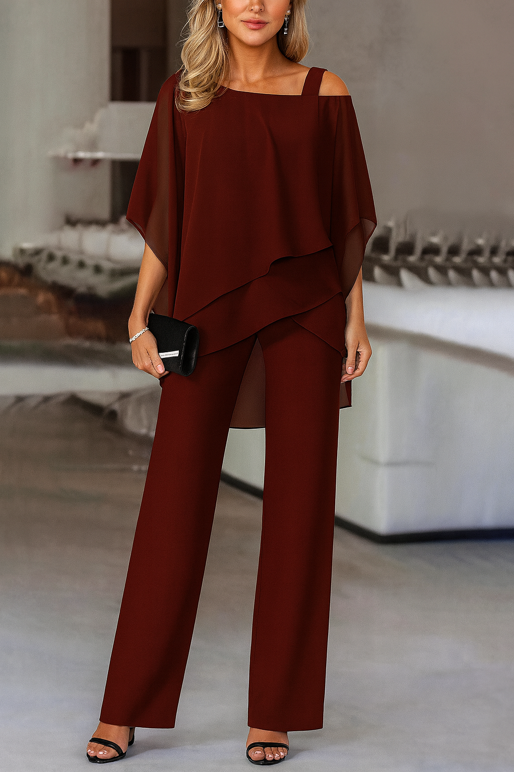 Ensemble de Soirée Femme Deux Pièces Luxueux et Élégant avec Coupe Confortable