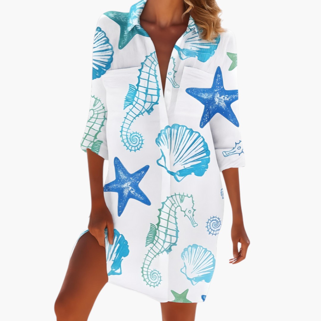Robe Chemise Femme Élégante avec Col et Patte Boutonnée