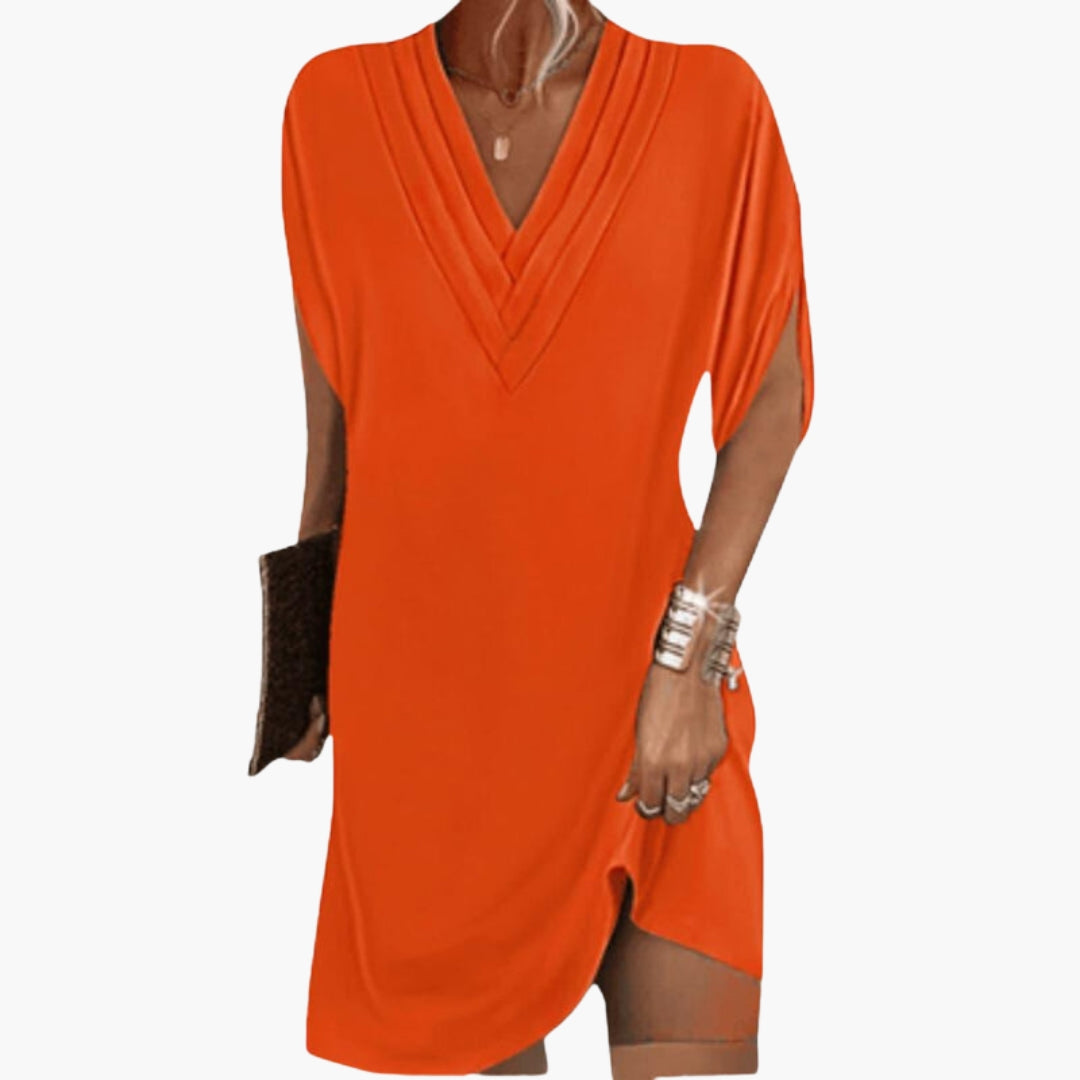 Robe courte femme col V élégante à ourlet drapé