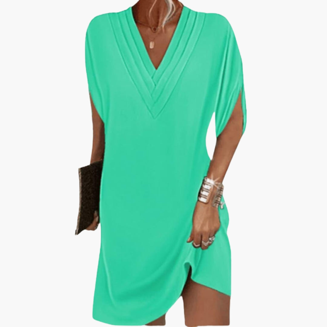 Robe courte femme col V élégante à ourlet drapé