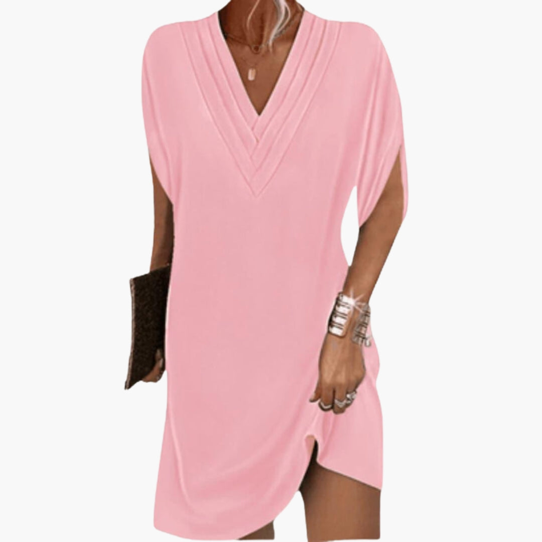 Robe courte femme col V élégante à ourlet drapé