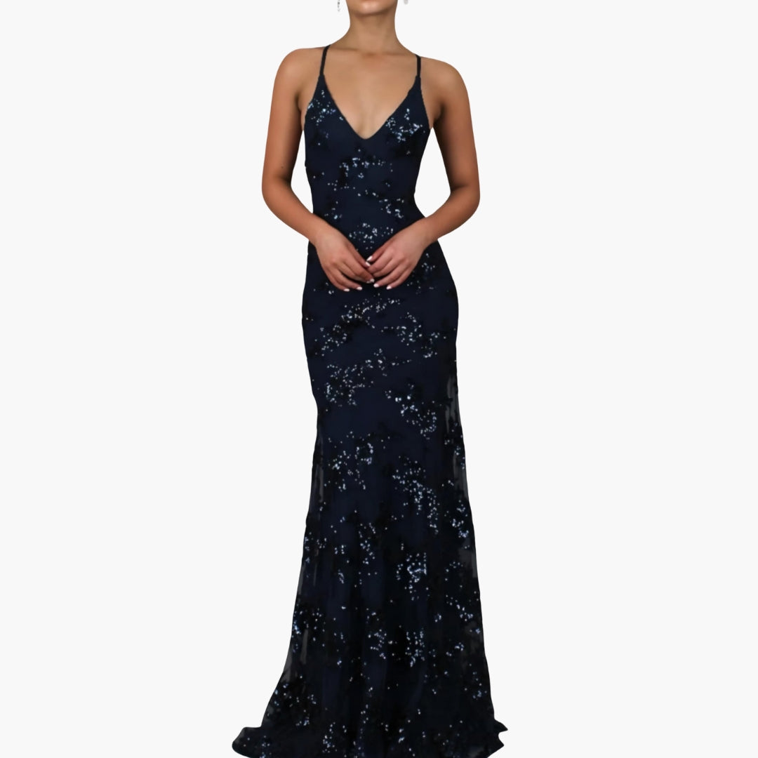 Robe Femme Élégante à Fines Bretelles à Sequins