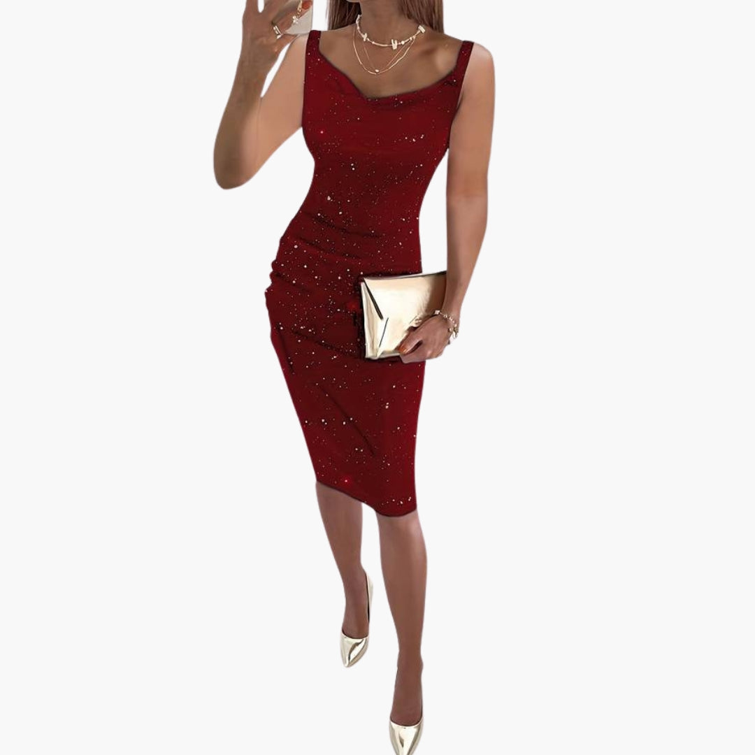 Robe femme sans manches pailletée élégante