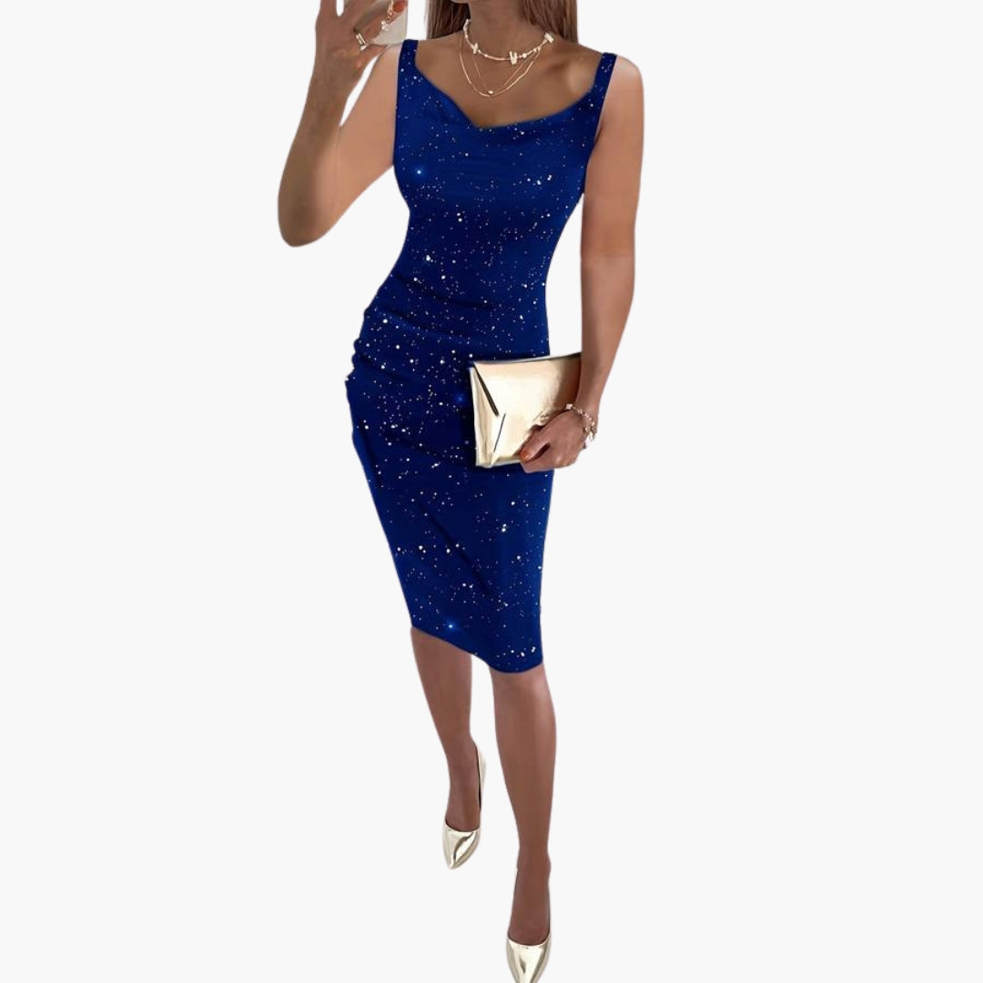 Robe femme sans manches pailletée élégante