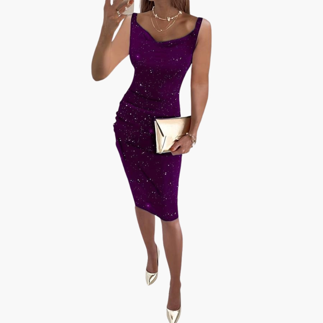 Robe femme sans manches pailletée élégante