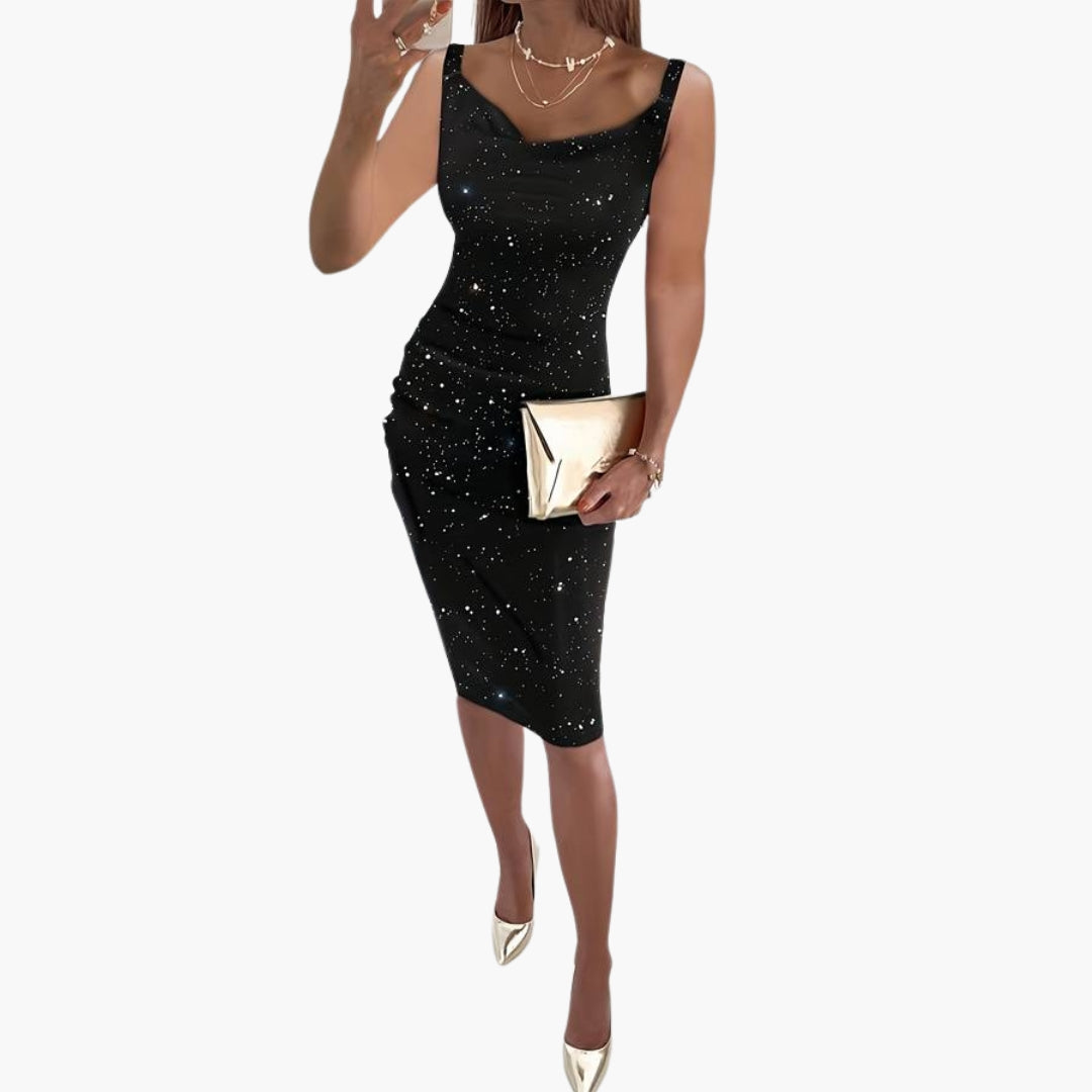 Robe femme sans manches pailletée élégante