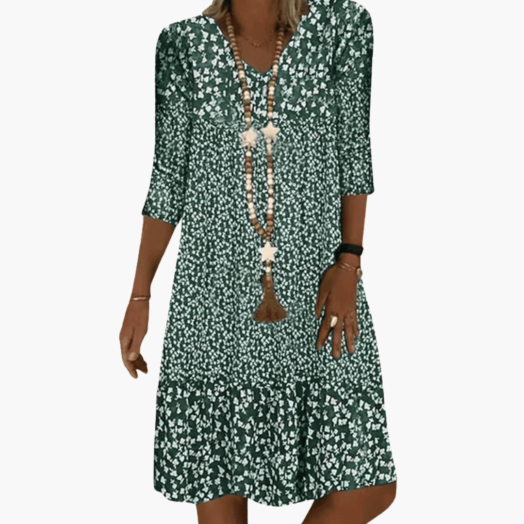 Robe femme imprimée élégante à manches trois quarts