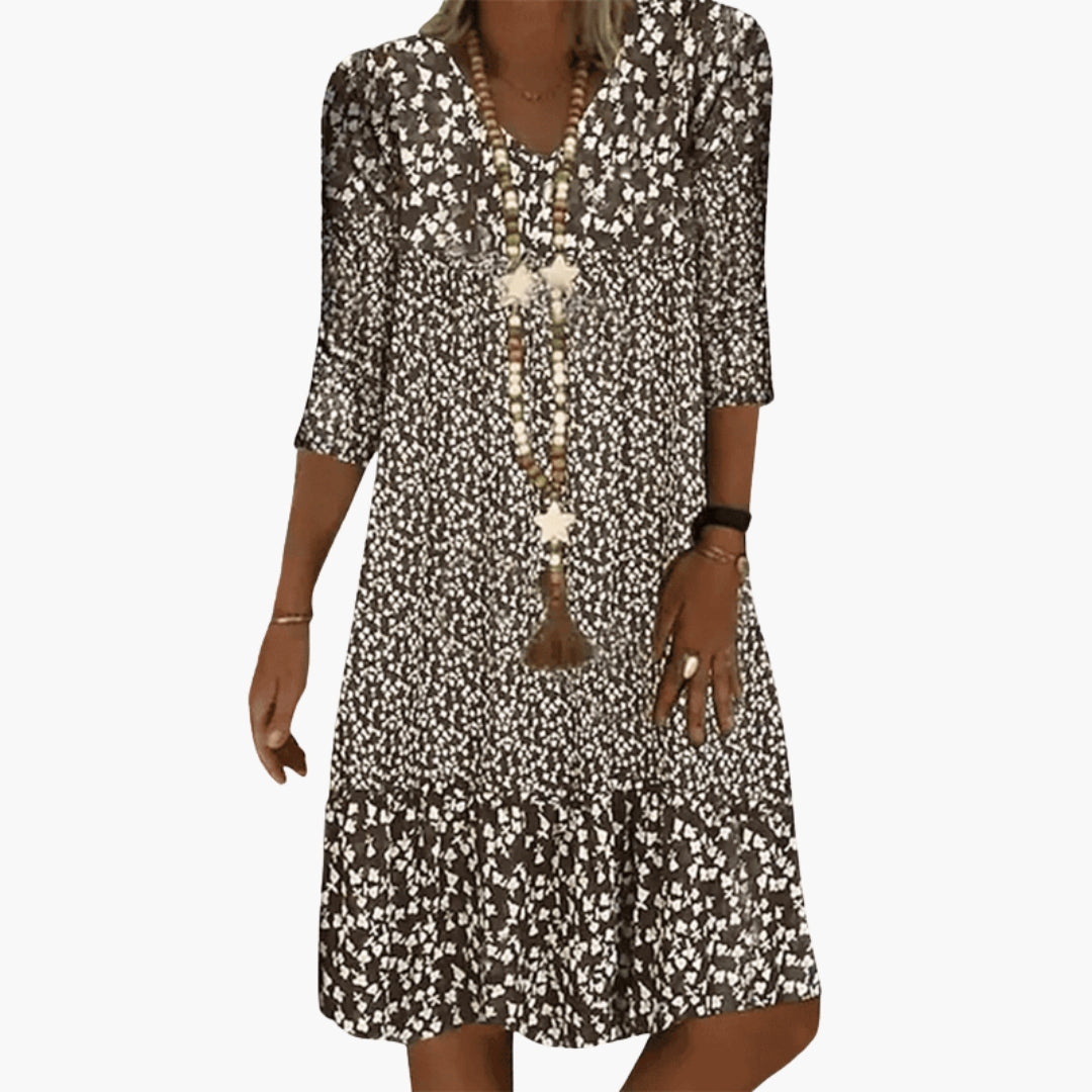 Robe femme imprimée élégante à manches trois quarts