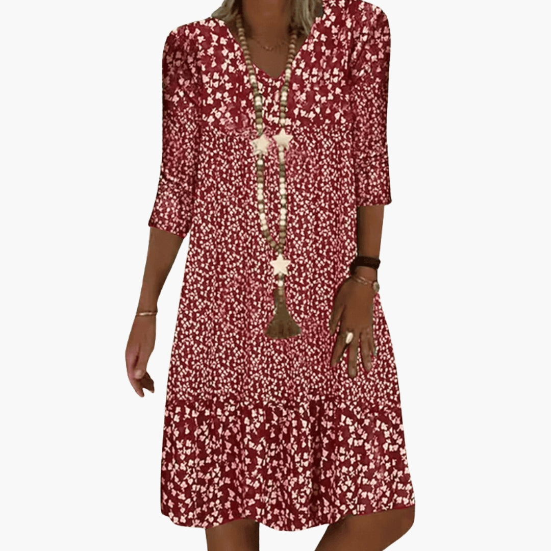 Robe femme imprimée élégante à manches trois quarts