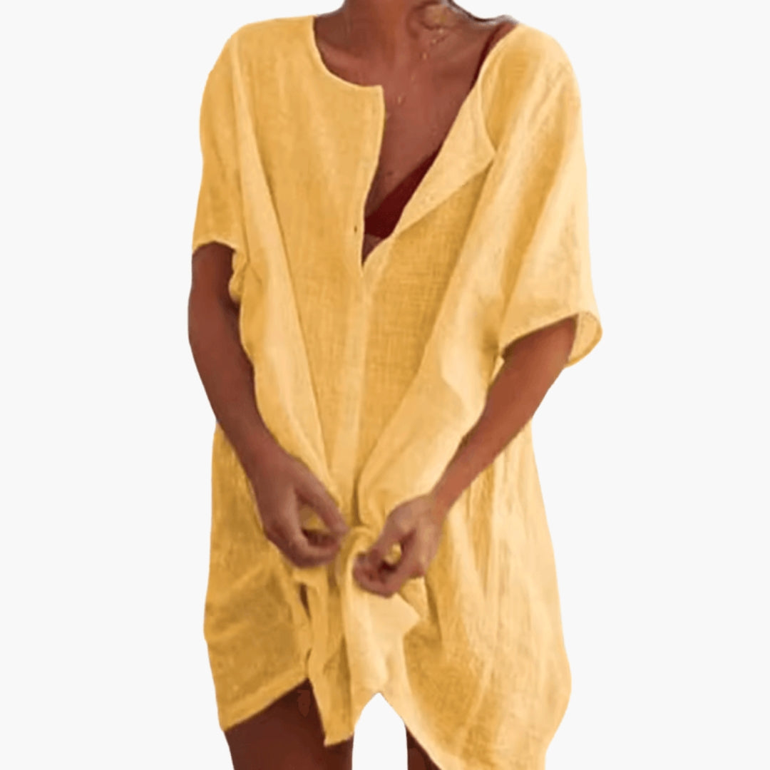 Robe Tunique Femme Col V Élégante
