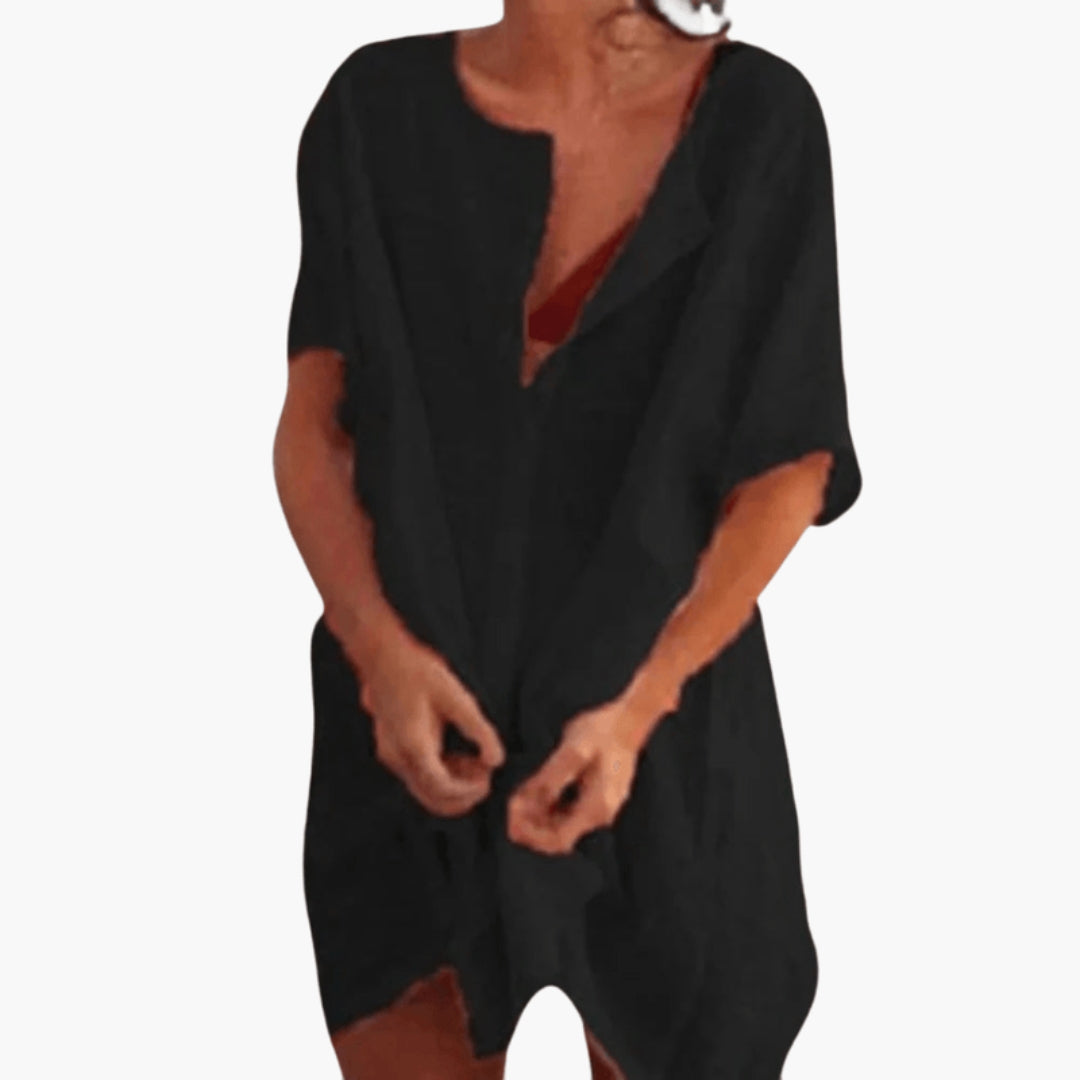 Robe Tunique Femme Col V Élégante