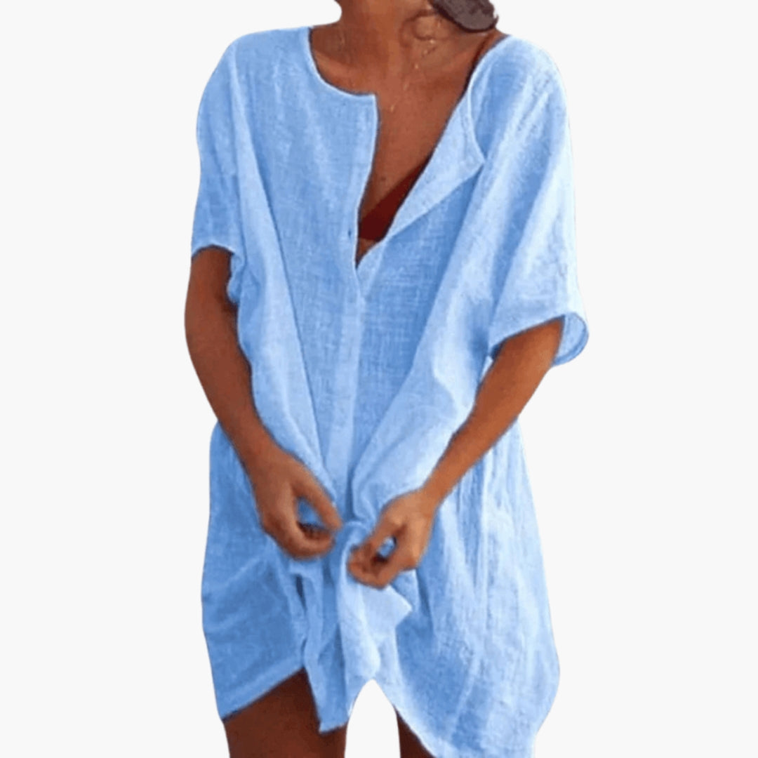 Robe Tunique Femme Col V Élégante
