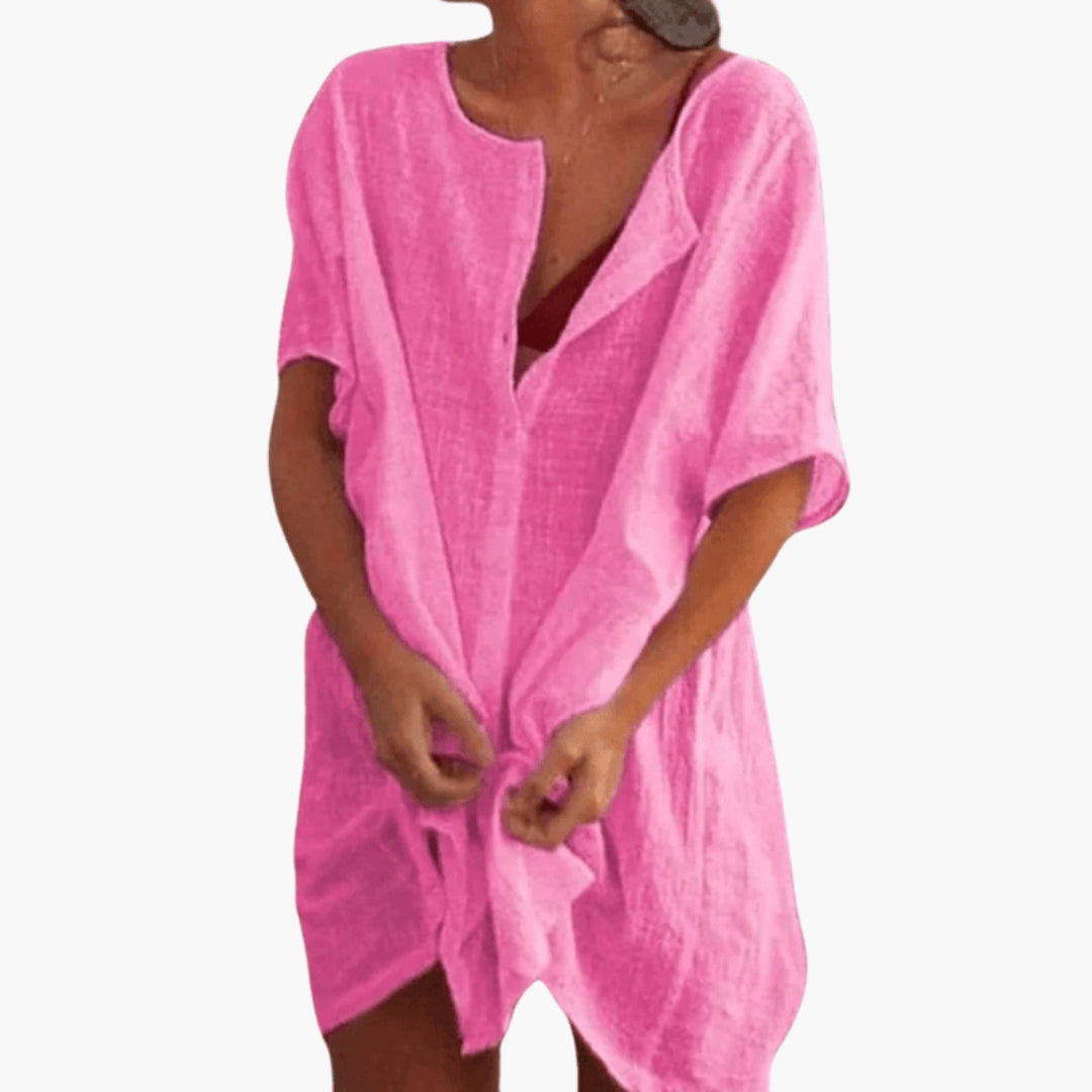 Robe Tunique Femme Col V Élégante