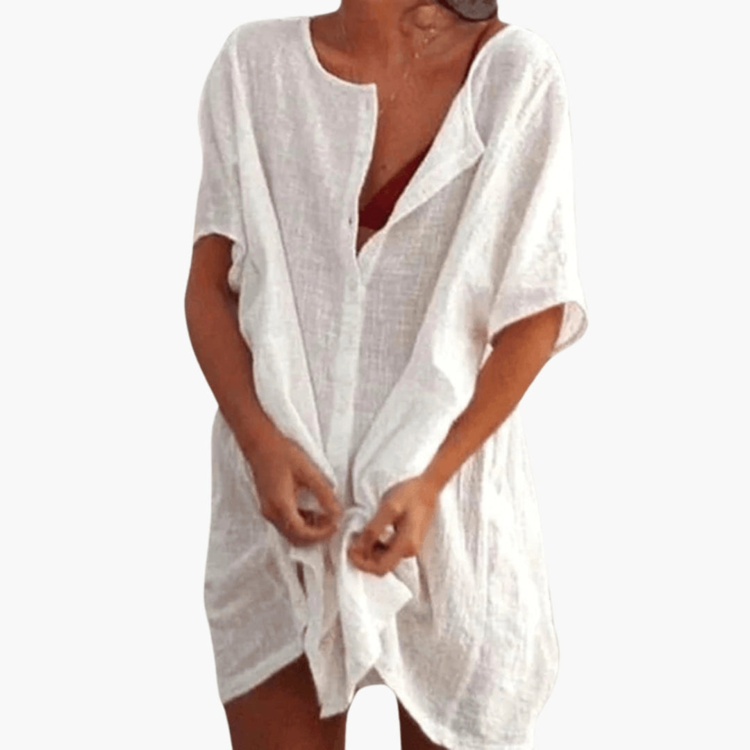 Robe Tunique Femme Col V Élégante