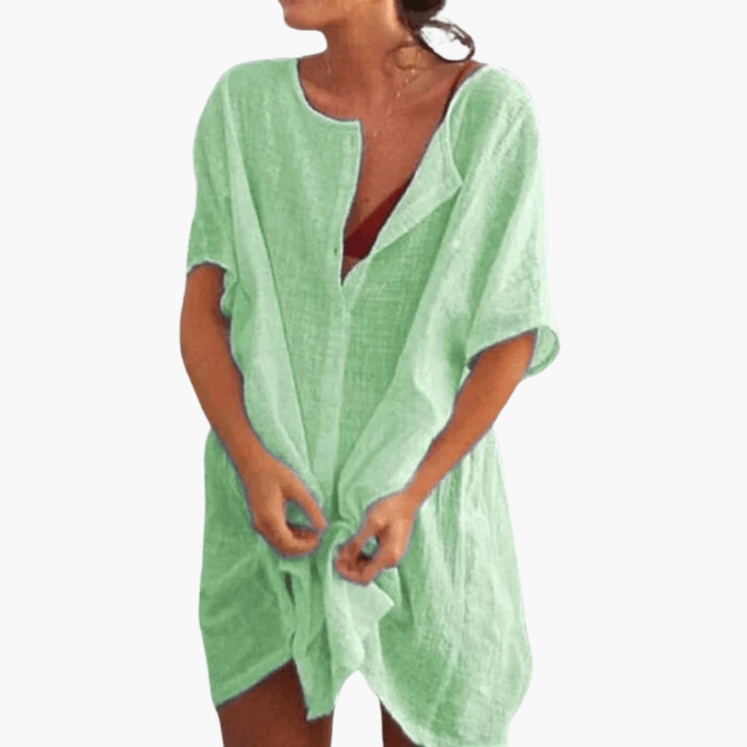 Robe Tunique Femme Col V Élégante
