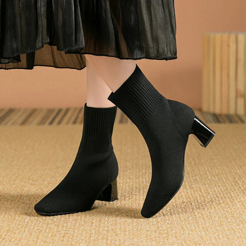Bottines Tricotées Bout Pointu Élégantes