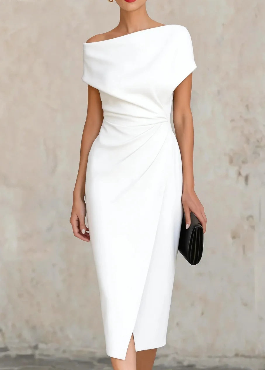 Pleated Midi Split Dress for Women