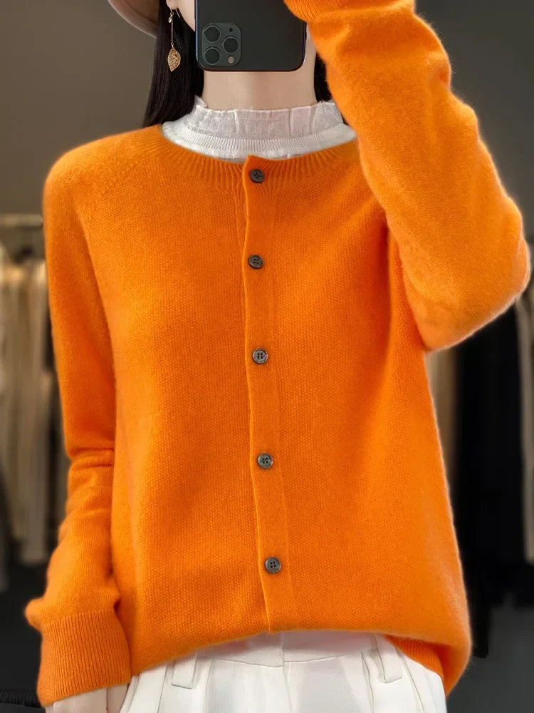 Elegant Soft-Knit Buttoned Women's Cardigan