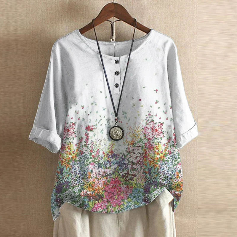 Blouse Femme Imprimée Coupe Ample Style Bohème