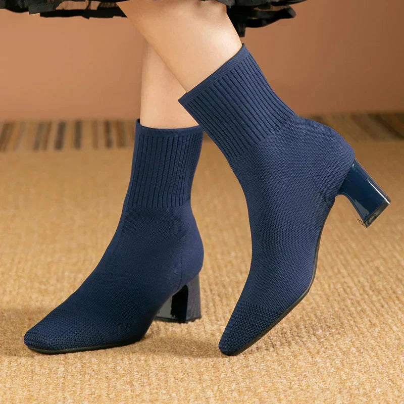 Bottines Tricotées Bout Pointu Élégantes