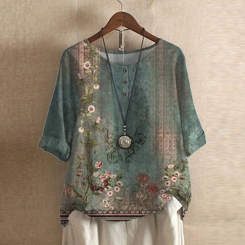 Blouse Femme Imprimée Coupe Ample Style Bohème