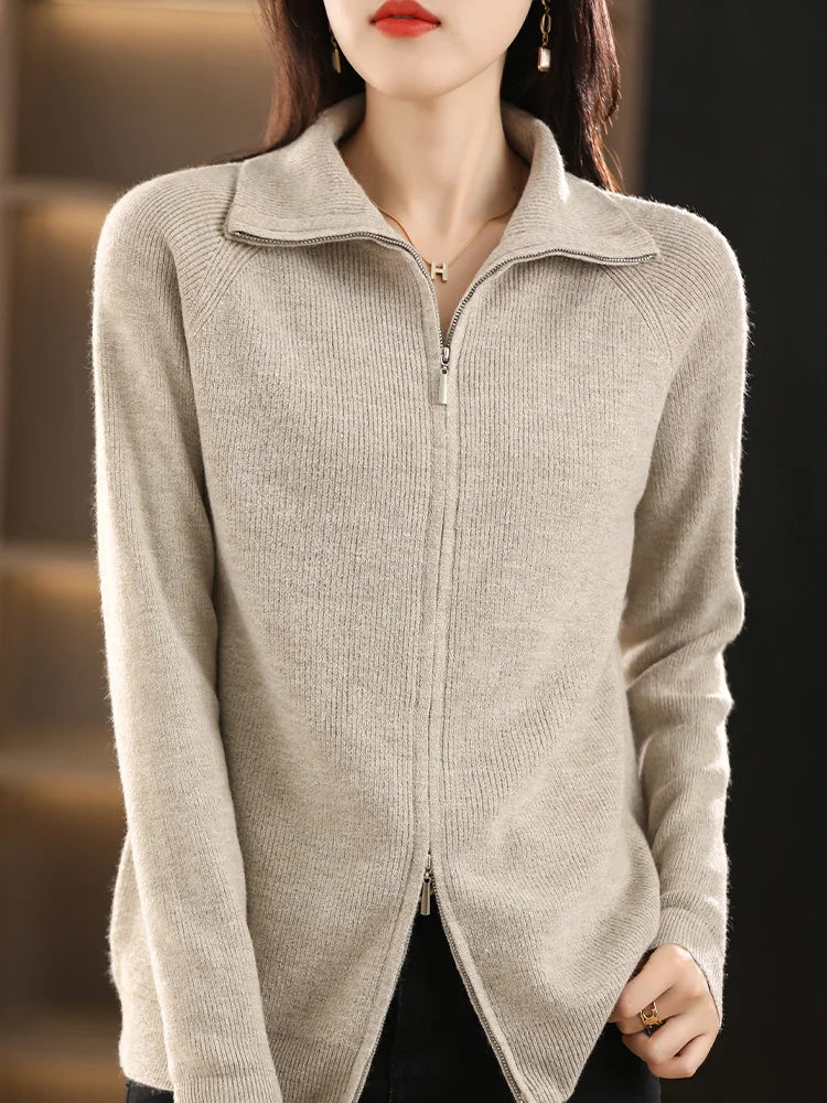 Women’s Turtleneck Zip-Up Long-Sleeve Sweater