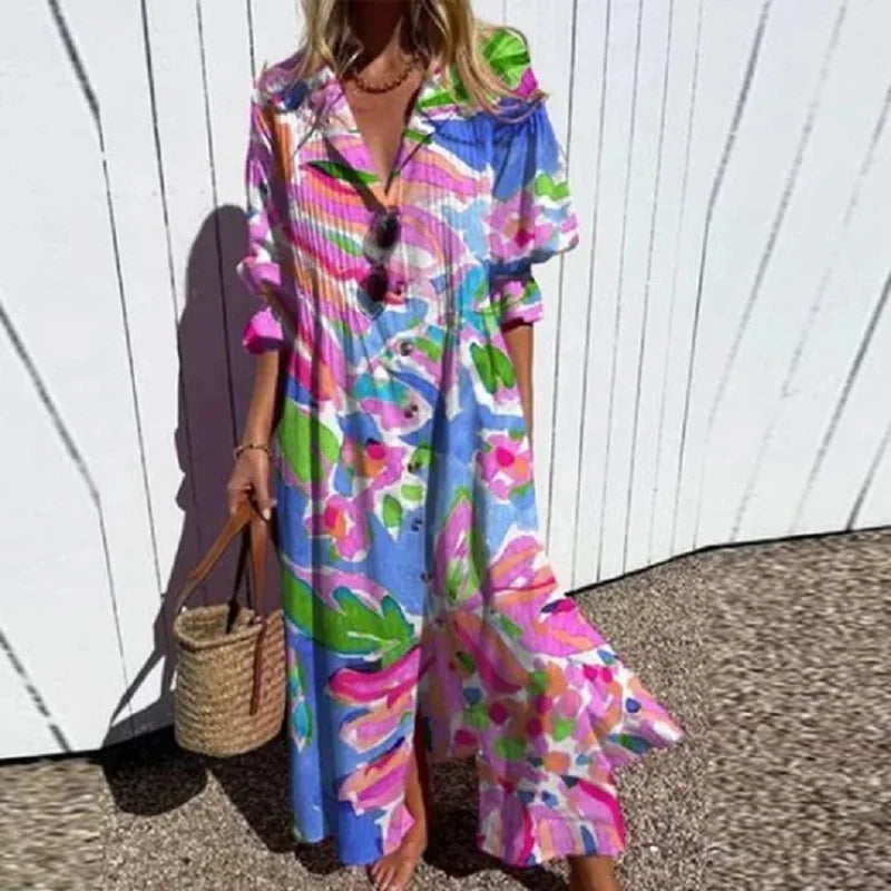 Robe Maxi Fleurie Femme - Style Bohème Élégant