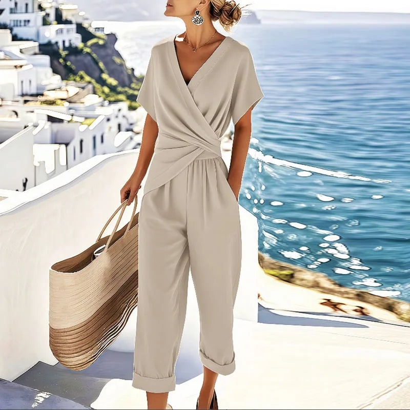 Ensemble Chic avec Haut Cache-Cœur et Pantalon Court