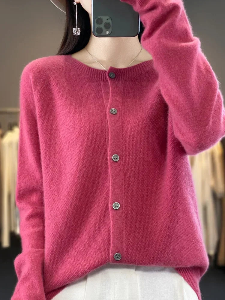 Elegant Soft-Knit Buttoned Women's Cardigan