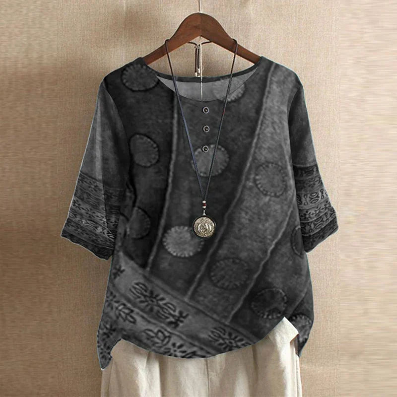 Blouse Femme Imprimée Coupe Ample Style Bohème