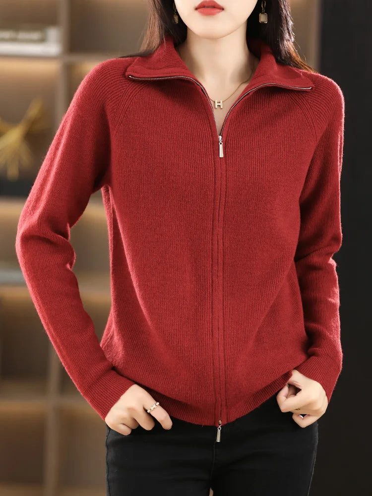 Women’s Turtleneck Zip-Up Long-Sleeve Sweater