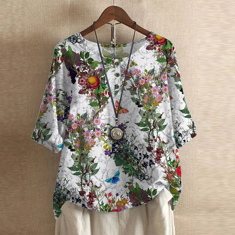 Blouse Femme Imprimée Coupe Ample Style Bohème