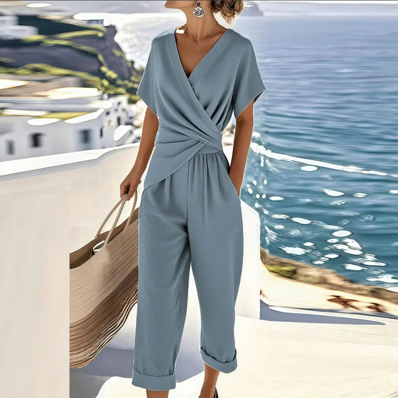 Short-sleeve jumpsuit for women