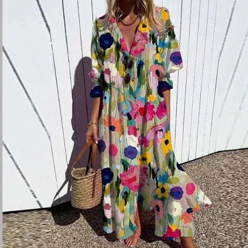 Robe Maxi Fleurie Femme - Style Bohème Élégant