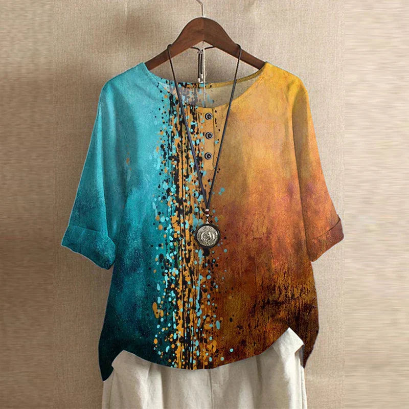 Blouse Femme Imprimée Coupe Ample Style Bohème