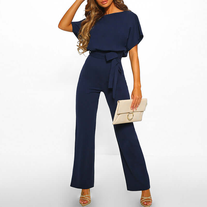 Combinaison femme élégante manches fluides taille nouée