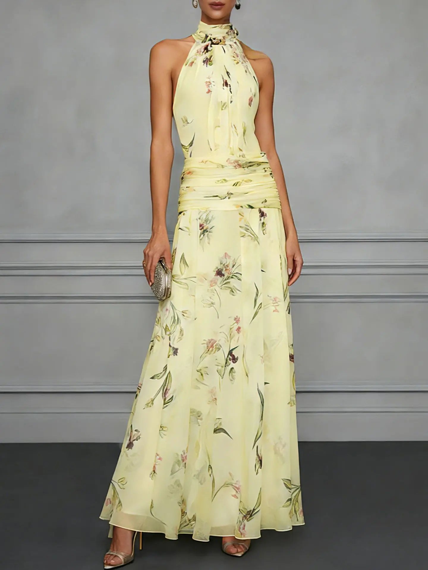 Floral Chiffon Maxi Dress for Women