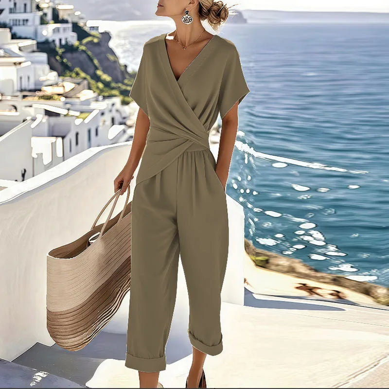 Short-sleeve jumpsuit for women