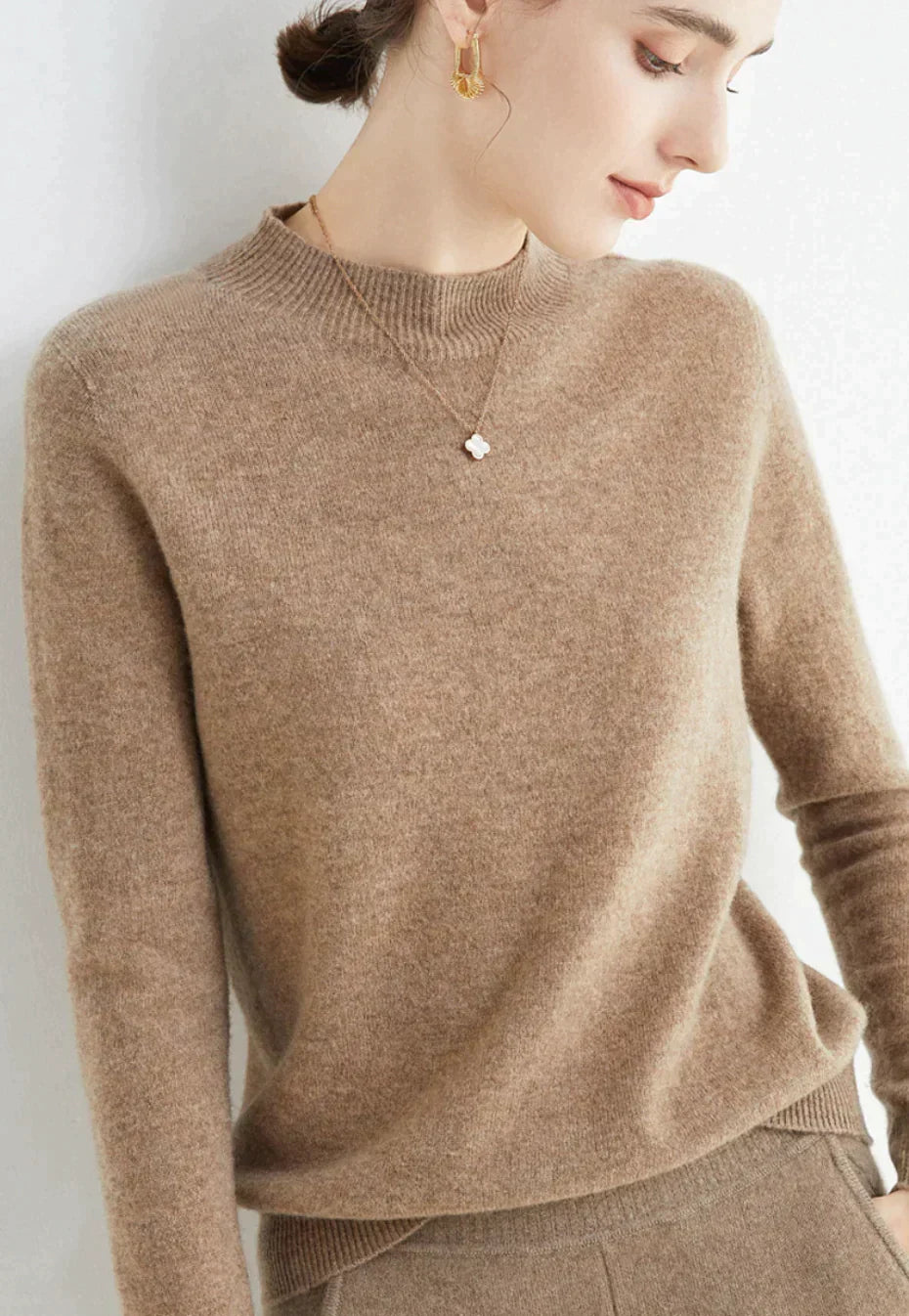 Pull Classique à Col Rond Pour Femme en Maille Douce