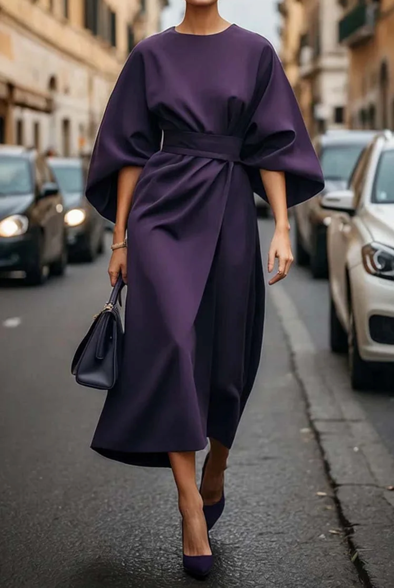 Robe Élégante à Manches Amples – Look Sophistiqué