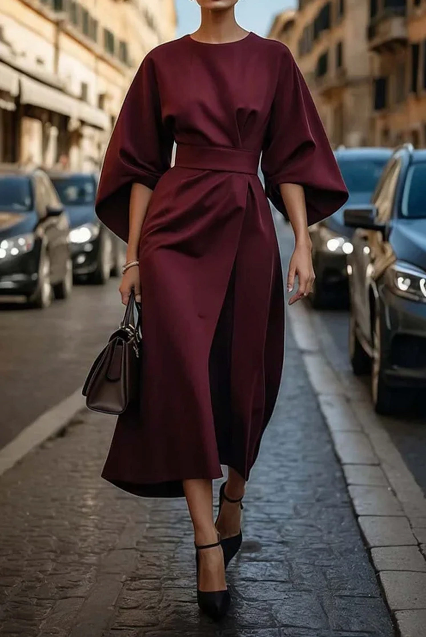 Robe Élégante à Manches Amples – Look Sophistiqué