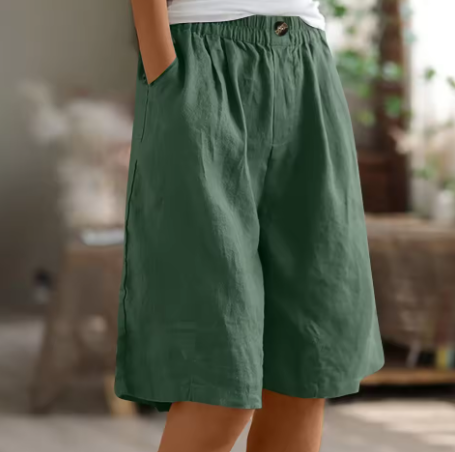 Relaxed High-Waisted Bermuda Shorts for Women