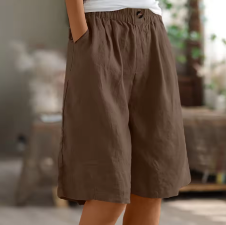 Relaxed High-Waisted Bermuda Shorts for Women