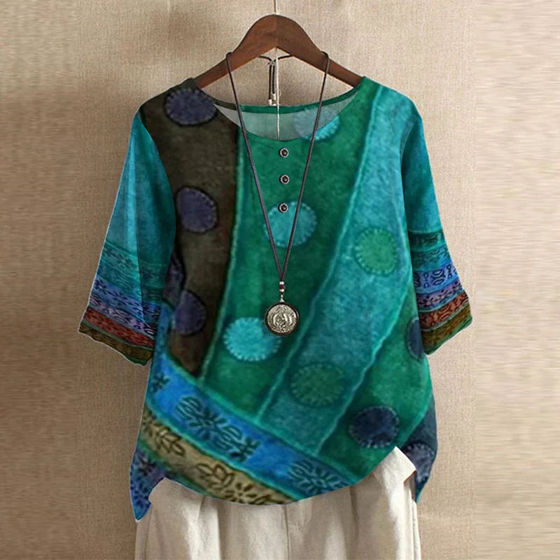 Blouse Femme Imprimée Coupe Ample Style Bohème