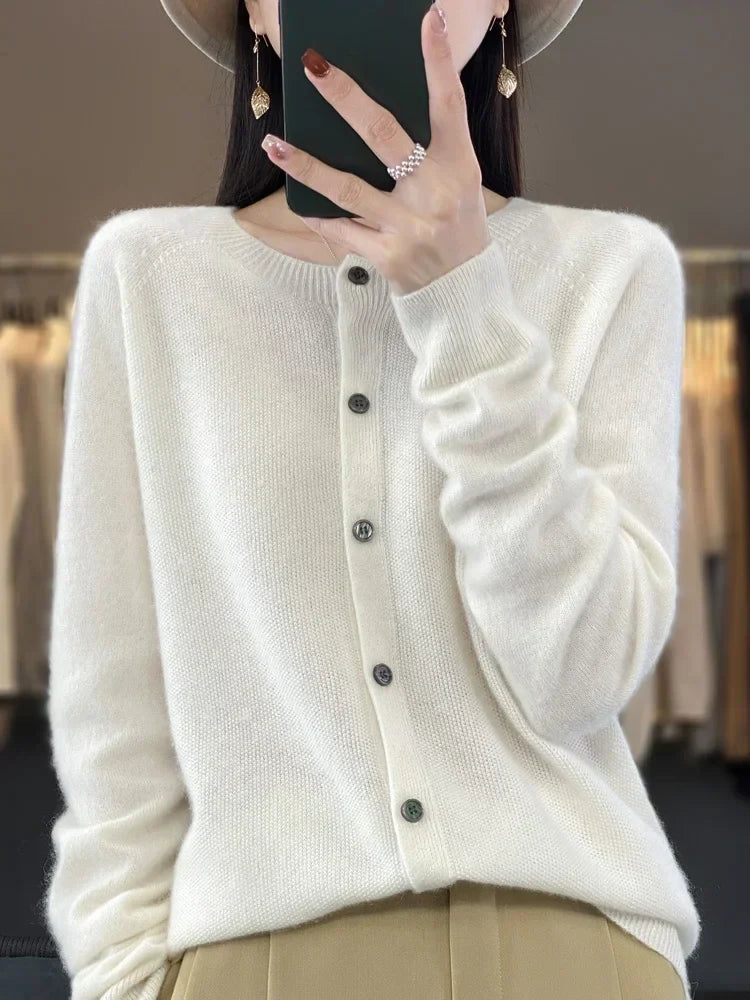 Elegant Soft-Knit Buttoned Women's Cardigan