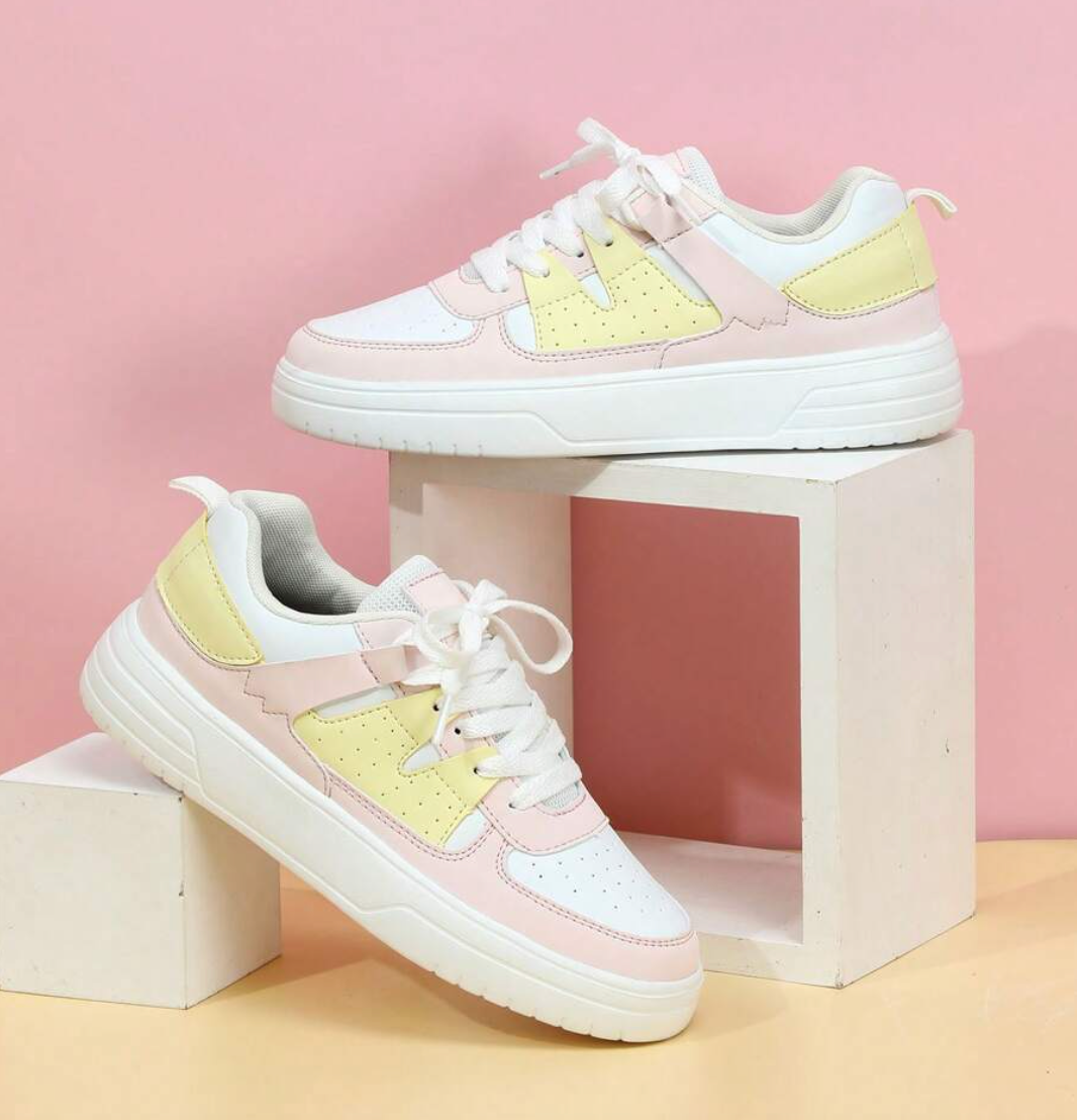 Women's Color Block Platform Sneakers Trendy Casual Style