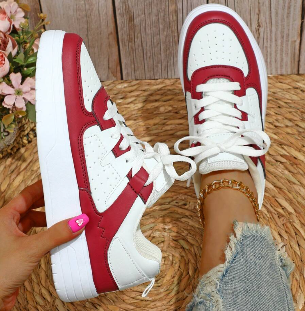 Women's Color Block Platform Sneakers Trendy Casual Style