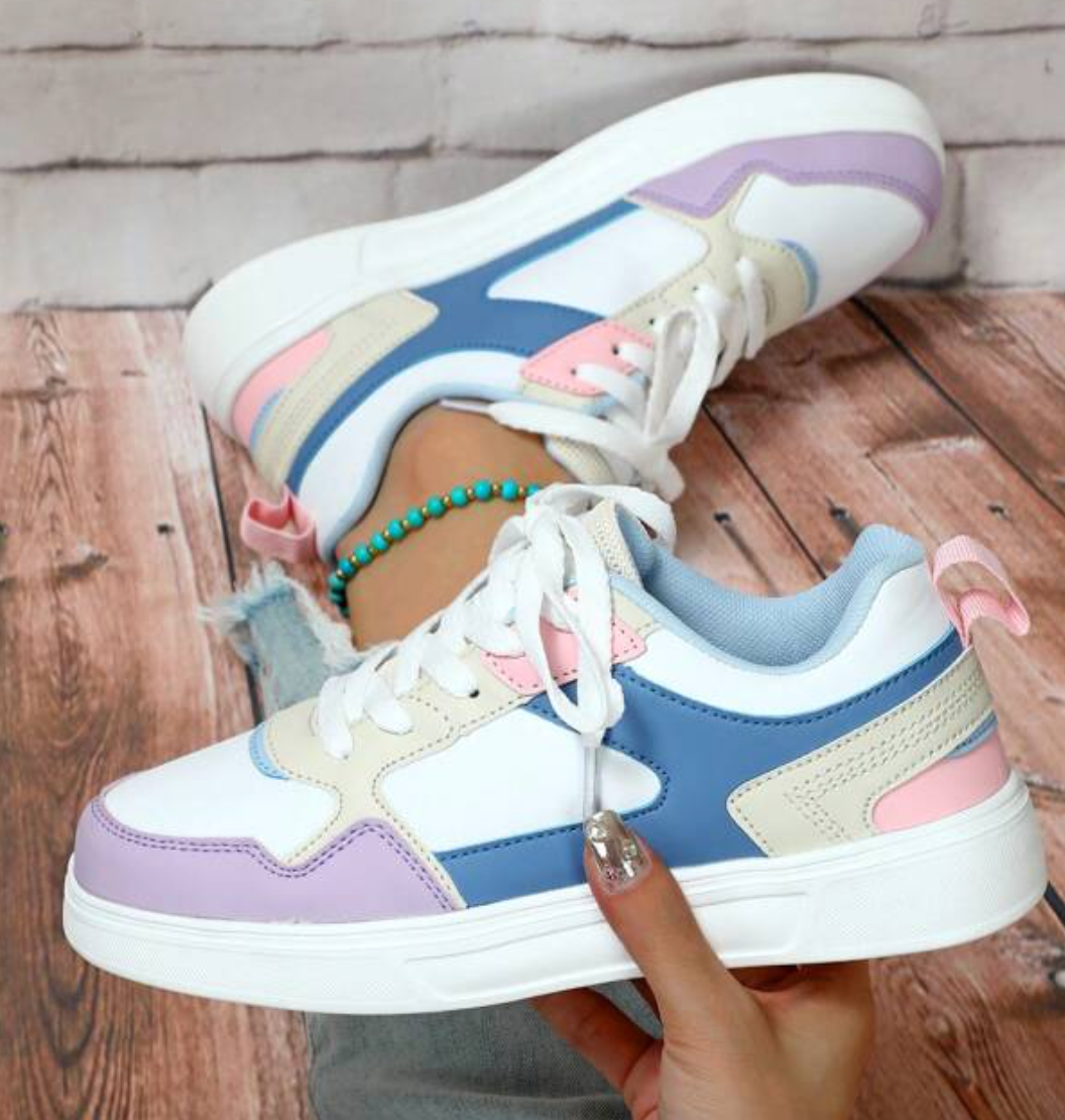 Women's Color Block Platform Sneakers Trendy Casual Style