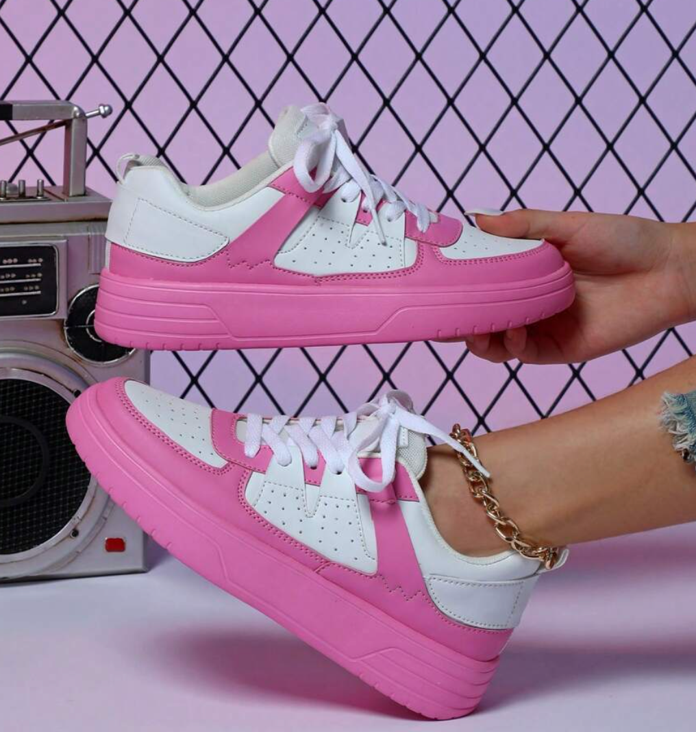 Women's Color Block Platform Sneakers Trendy Casual Style